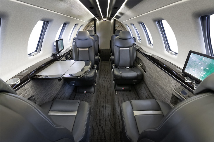 Refreshed interior of Citation CJ4.